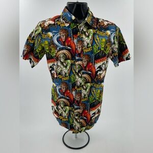 Hollywood Vintage Horror Monsters Aloha Camp Shirt Men's Small (See Photos)